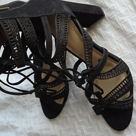 Vince Camuto Mindie Elegant Black Lace Up Heels Office Minimalist Summer Shoes - Picture 13 of 13